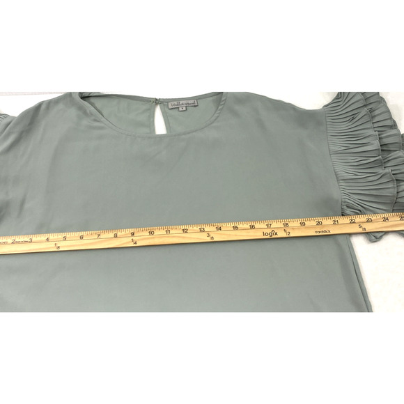 Wishlist Apparel Top Women Small Green Pleated Flutter Sleeve‎ Blouse Oversized - Picture 7 of 10
